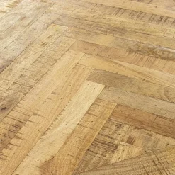 Cheap Straluma Stoere eettafel mangohout met visgraat en zwarte poot