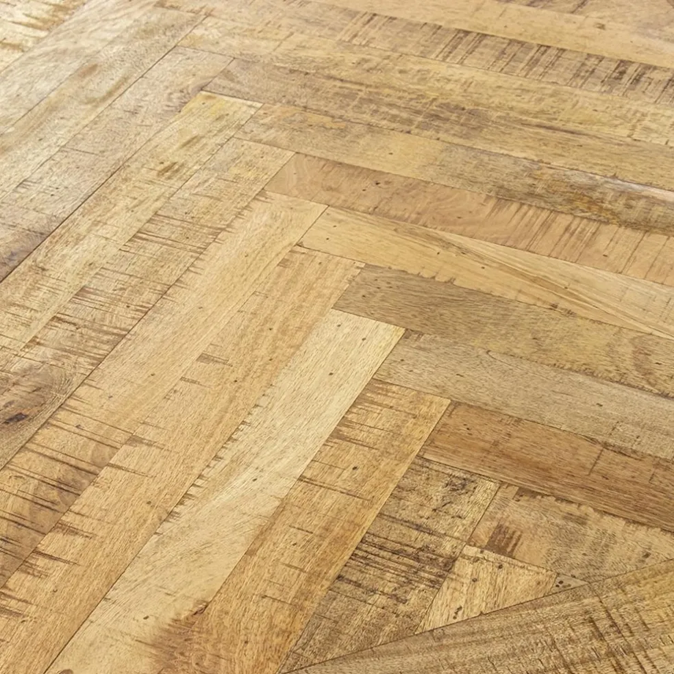Cheap Straluma Stoere eettafel mangohout met visgraat en zwarte poot