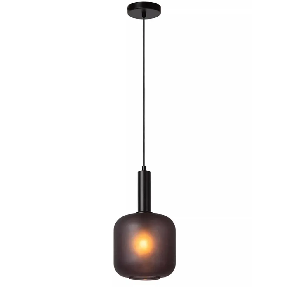 Cheap Straluma Stoere hanglamp zwart met mat zwart glas