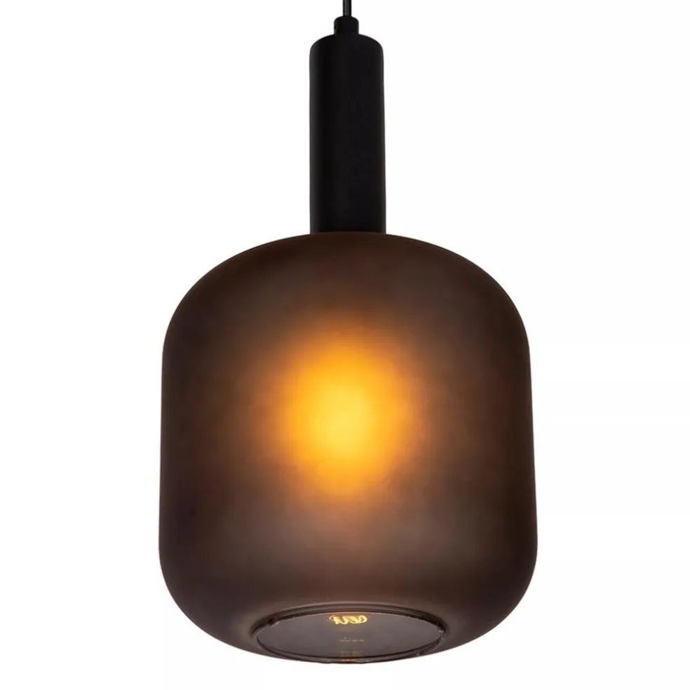 Cheap Straluma Stoere hanglamp zwart met mat zwart glas