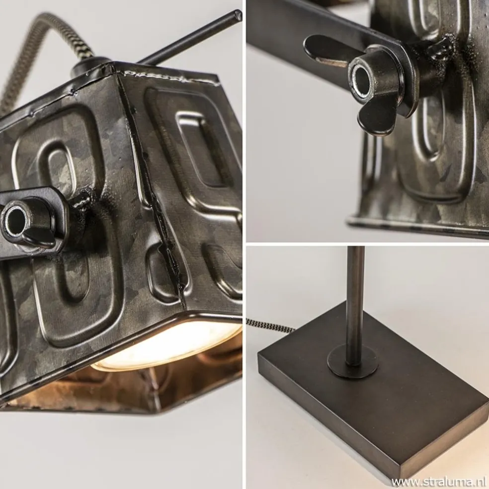 Clearance Straluma Stoere industriele tafel/bureaulamp black steel
