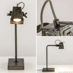 Clearance Straluma Stoere industriele tafel/bureaulamp black steel