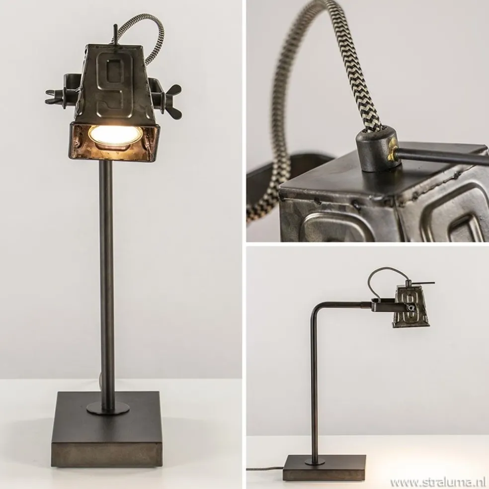 Clearance Straluma Stoere industriele tafel/bureaulamp black steel