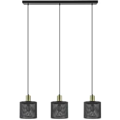 Clearance Straluma Stoere 3-lichts hanglamp mat zwart met goud