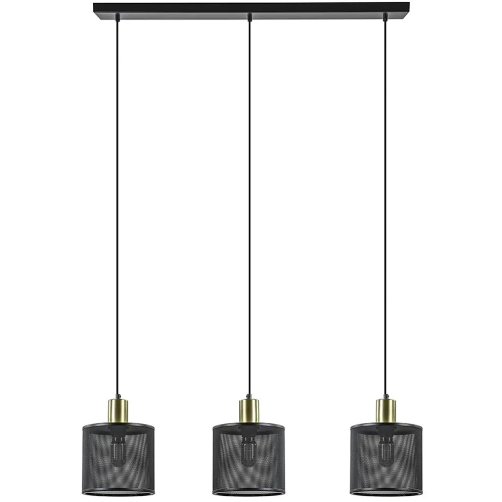 Clearance Straluma Stoere 3-lichts hanglamp mat zwart met goud