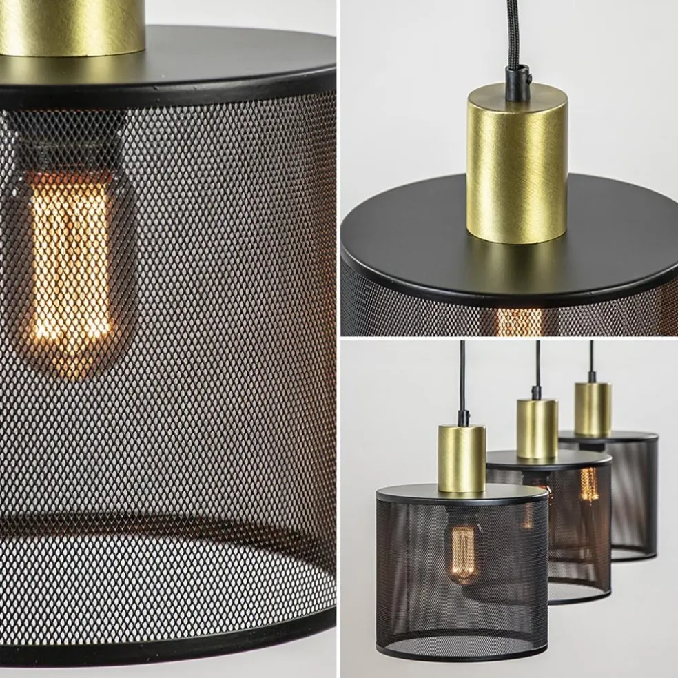 Clearance Straluma Stoere 3-lichts hanglamp mat zwart met goud