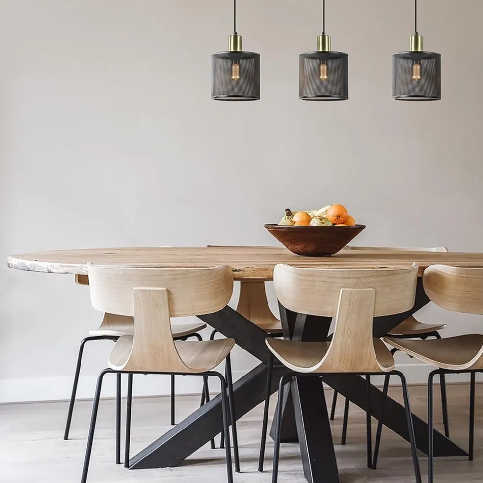 Clearance Straluma Stoere 3-lichts hanglamp mat zwart met goud