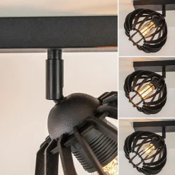 Flash Sale Straluma Stoere 2-lichts plafondlamp met houten kappen zwart