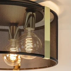 New Straluma Stoere plafondlamp zwart met glossy goud