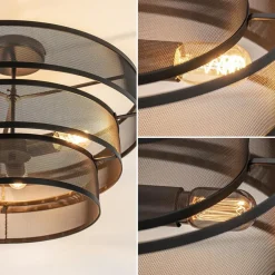 New Straluma Stoere ronde plafondlamp mat zwart metaal 56 cm