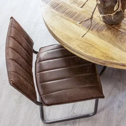 New Straluma Stoffen eetkamerstoel bruin met gunmetal onderstel