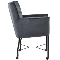 Sale Straluma Stoffen eetkamerstoel grijs/blauw op wieltjes