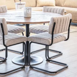 Flash Sale Straluma Stoffen eetkamerstoel met zwart metalen frame