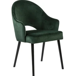 Clearance Straluma Stoffen eetkamerstoel velours groen met zwarte houten poot