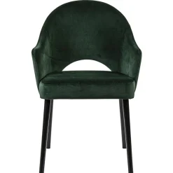 Clearance Straluma Stoffen eetkamerstoel velours groen met zwarte houten poot