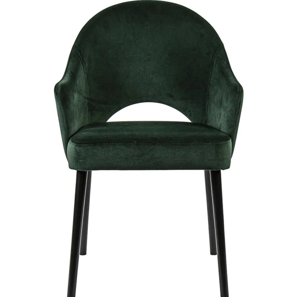 Clearance Straluma Stoffen eetkamerstoel velours groen met zwarte houten poot