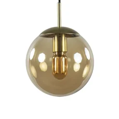 Cheap Straluma Strak klassieke hanglamp amber glas met messing 20 cm