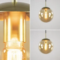 Cheap Straluma Strak klassieke hanglamp amber glas met messing 20 cm