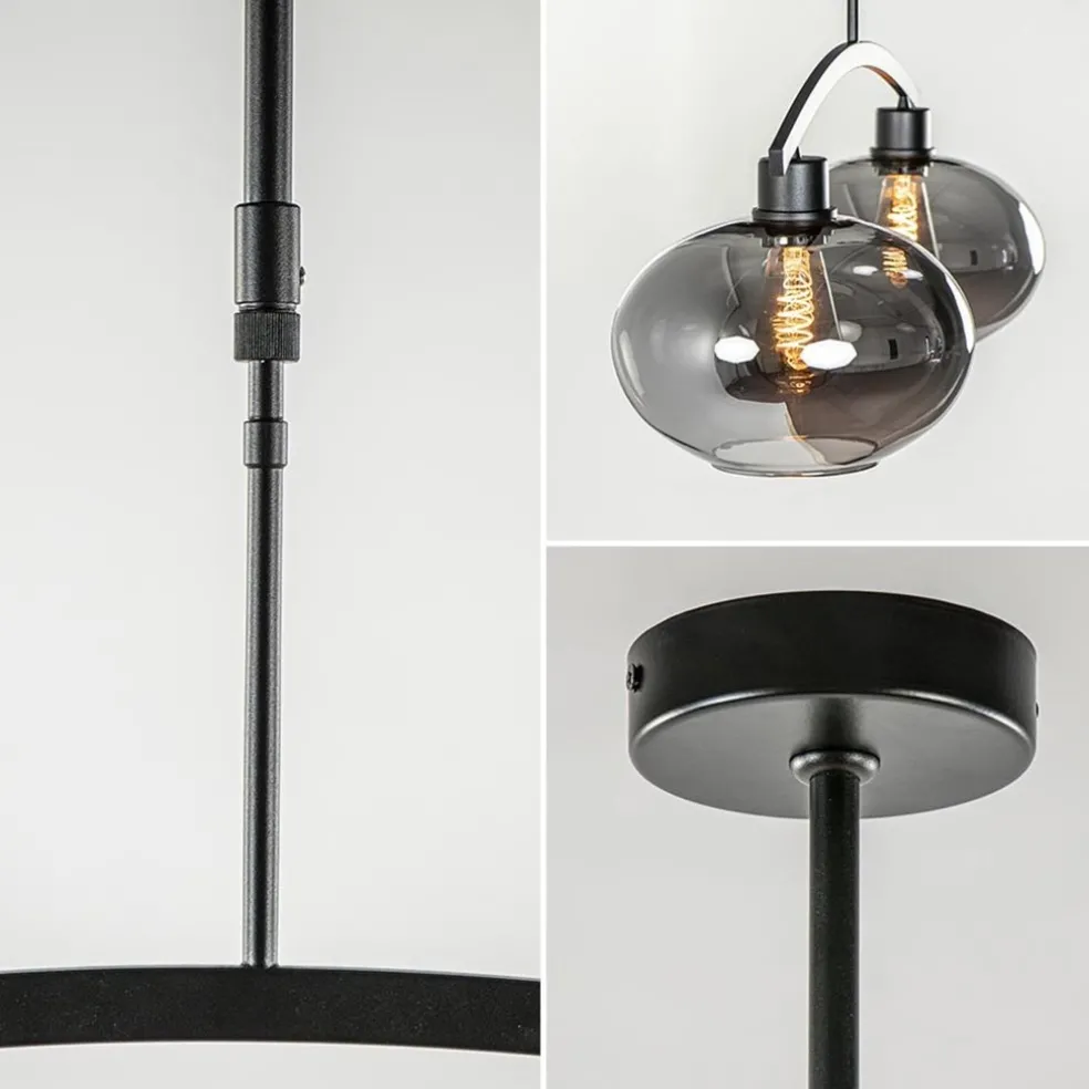Best Sale Straluma Strak klassieke hanglamp zwart met smoke glas