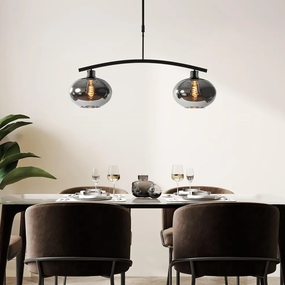 Best Sale Straluma Strak klassieke hanglamp zwart met smoke glas