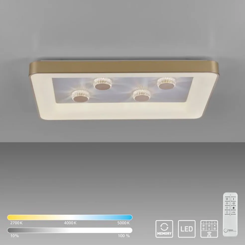Sale Straluma Strak klassieke LED plafondlamp goud met kristaleffect