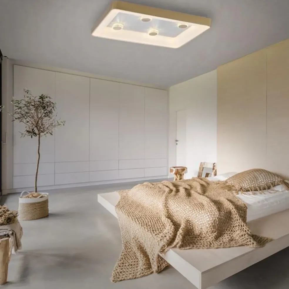 Sale Straluma Strak klassieke LED plafondlamp goud met kristaleffect