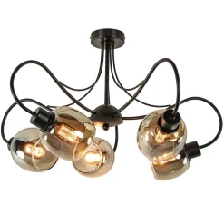 Best Straluma Strak klassieke 5-lichts plafondlamp met smoke glazen kappen