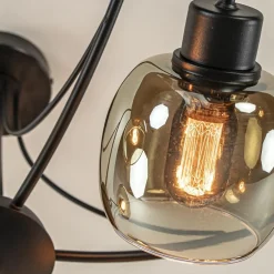 Best Straluma Strak klassieke 5-lichts plafondlamp met smoke glazen kappen
