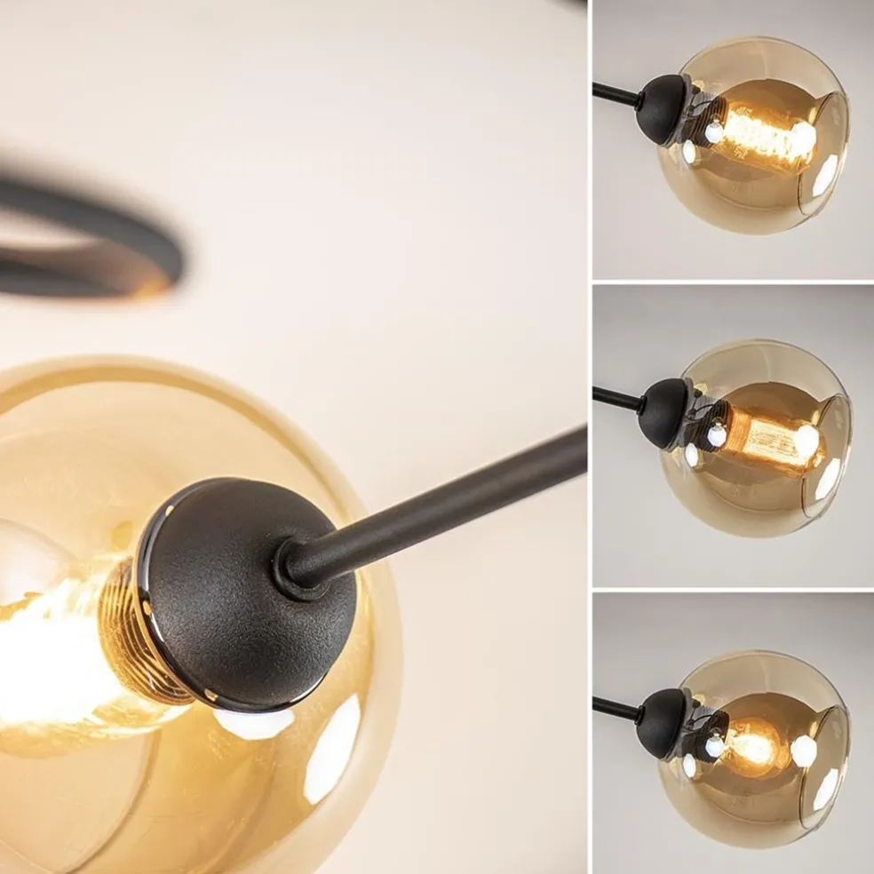 Online Straluma Strak klassieke plafondlamp met amber glazen bollen