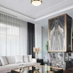 Flash Sale Straluma Strak klassieke plafonnière brons met mat wit glas