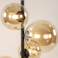 Best Sale Straluma Strak klassieke tafellamp zwart met amber glas