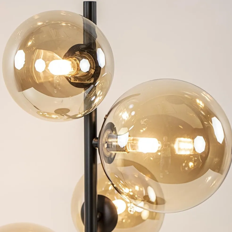 Best Sale Straluma Strak klassieke tafellamp zwart met amber glas
