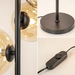 Best Sale Straluma Strak klassieke tafellamp zwart met amber glas