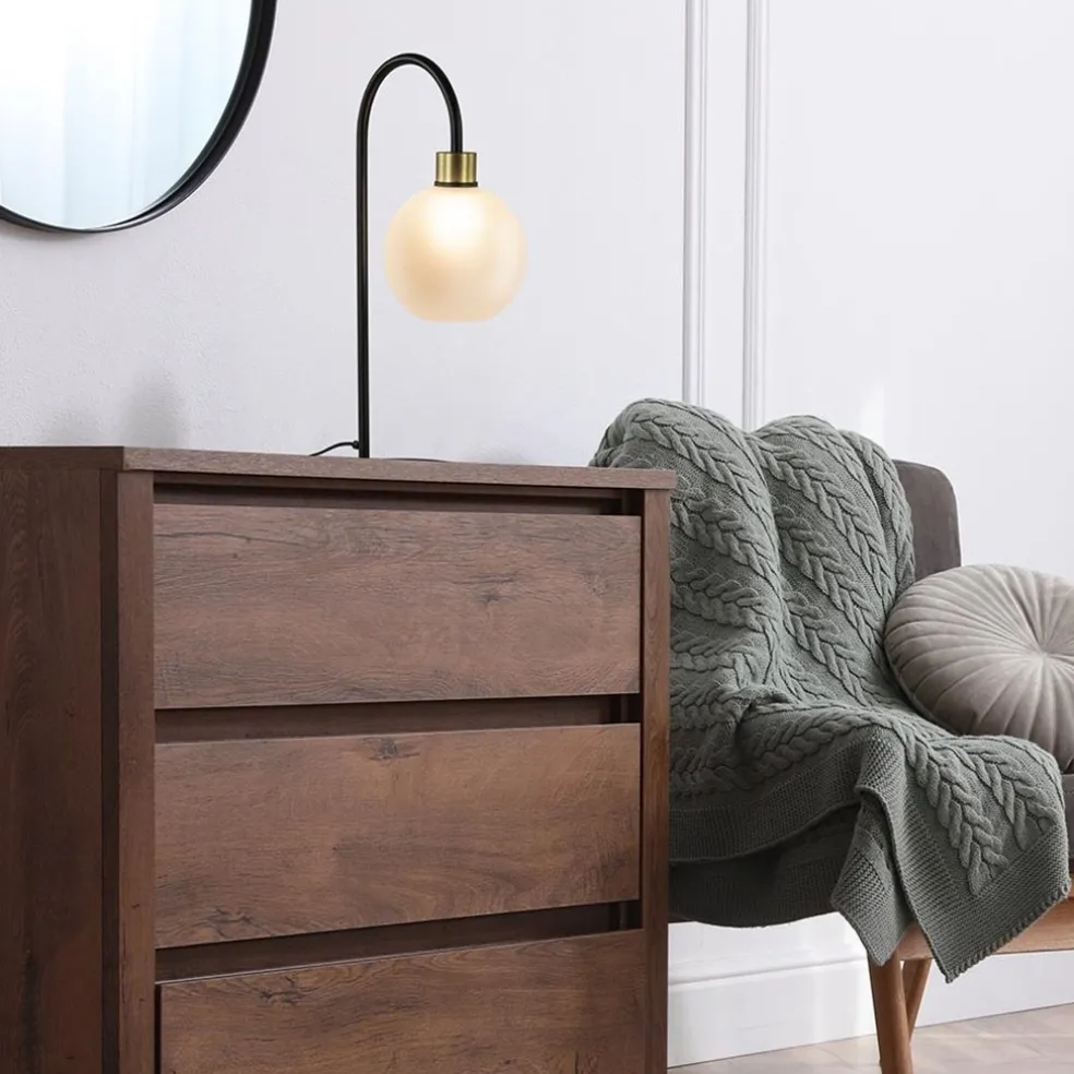 New Straluma Strak klassieke tafellamp zwart met opaal glas