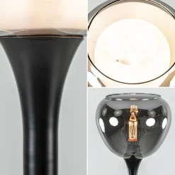 Cheap Straluma Strak klassieke tafellamp zwart met smoke glazen kap