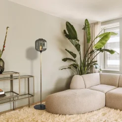 Flash Sale Straluma Strak klassieke vloerlamp brons met zwart en smoke glas