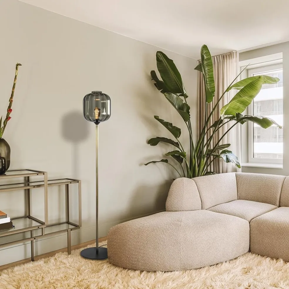 Flash Sale Straluma Strak klassieke vloerlamp brons met zwart en smoke glas