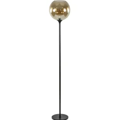 Shop Straluma Strak klassieke vloerlamp zwart met amber glas 30 cm