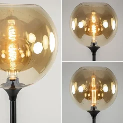 Shop Straluma Strak klassieke vloerlamp zwart met amber glas 30 cm