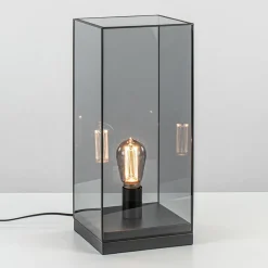 Online Straluma Tafellamp Askjer mat zwart met smoke glas