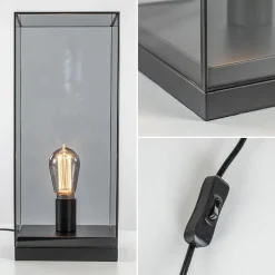 Online Straluma Tafellamp Askjer mat zwart met smoke glas