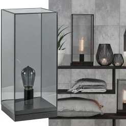 Online Straluma Tafellamp Askjer mat zwart met smoke glas