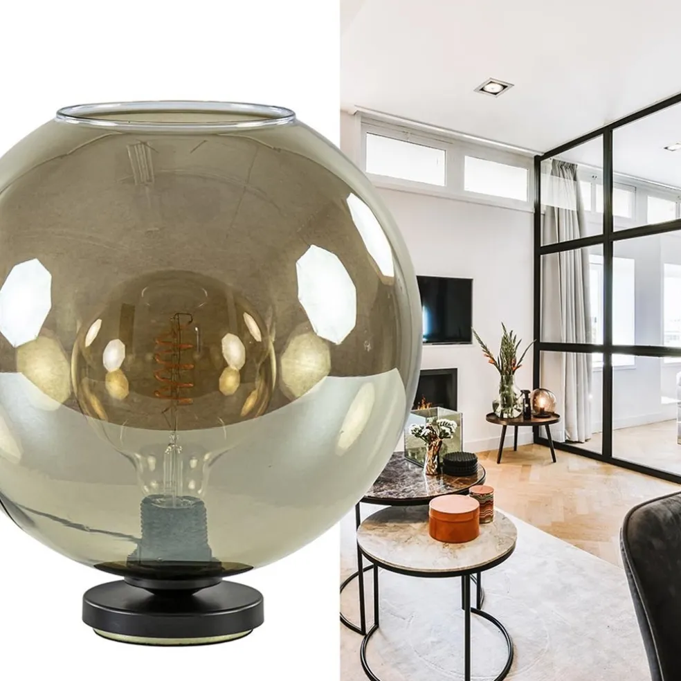 Sale Straluma Tafellamp Bella zwart + smoke glas 30cm