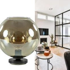 Shop Straluma Tafellamp Bella zwart + smoke glas 25cm