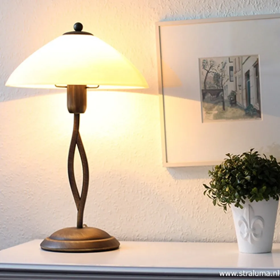Online Straluma Tafellamp Capri brons/Glas