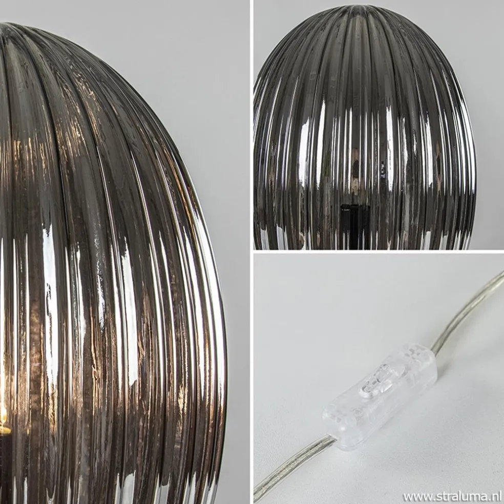 Shop Straluma Tafellamp Egg Rib smoke glas