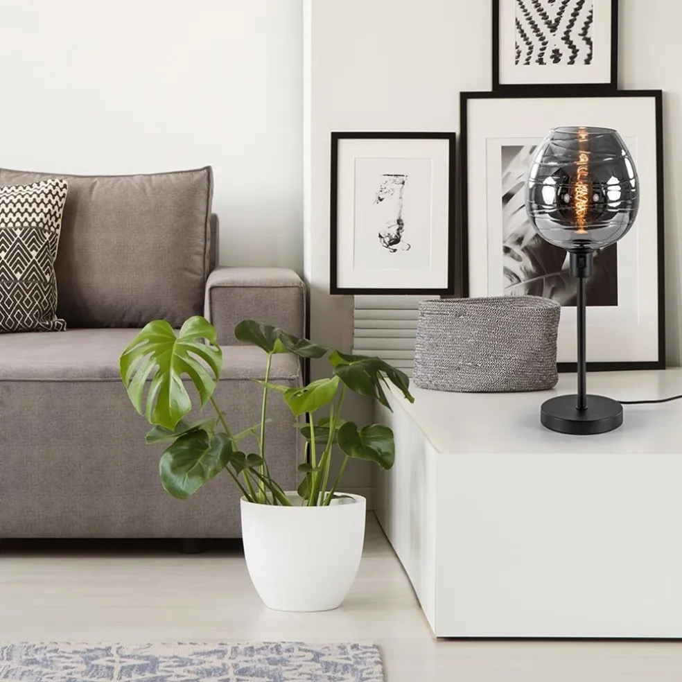 Fashion Straluma Tafellamp Fantasy op stang zwart + smoke glas