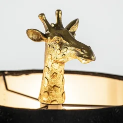 Fashion Straluma Tafellamp Giraffe groot antiek brons met velvet zwarte kap