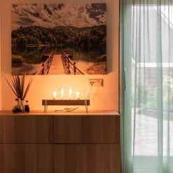Online Straluma Tafellamp houten balk met witte pootjes 4-lichts exclusief lichtbron