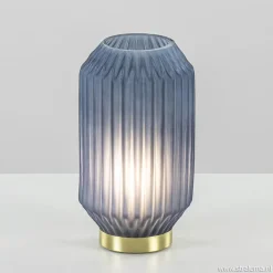 Sale Straluma Tafellamp Ivot op batterij mat blauw groot